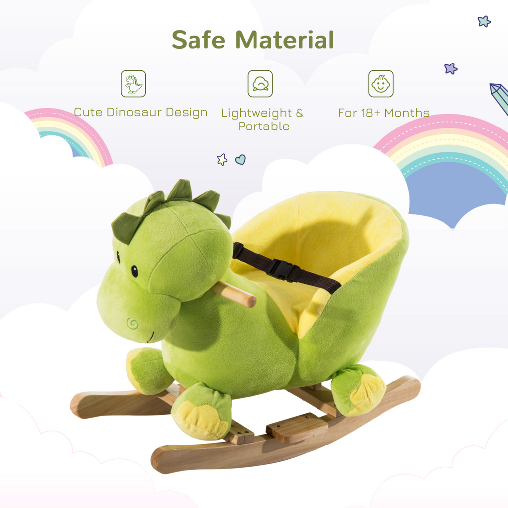 Kids Rocking Horse, Ride-On Horse Toy with 32 Songs, for Ages 18+ Months - Green