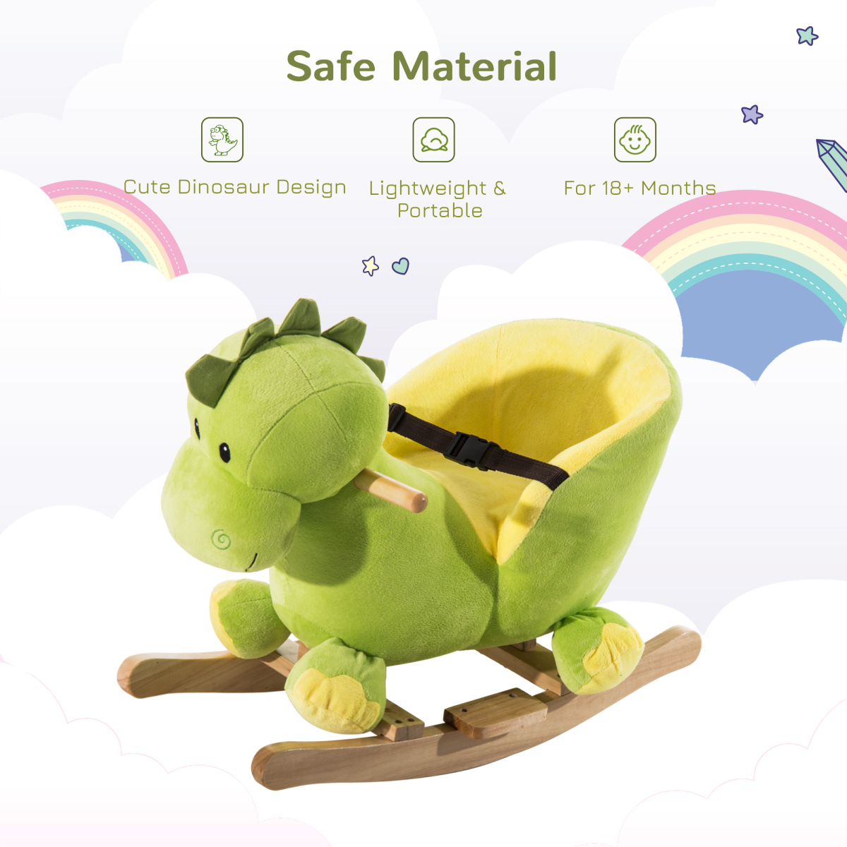Kids Rocking Horse, Ride-On Horse Toy with 32 Songs, for Ages 18+ Months - Green