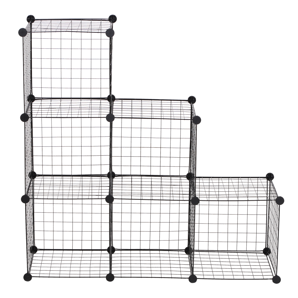 DIY 6 Cube Wire Storage Cabinet Organiser, 111L x 37W x 111Hcm-Black