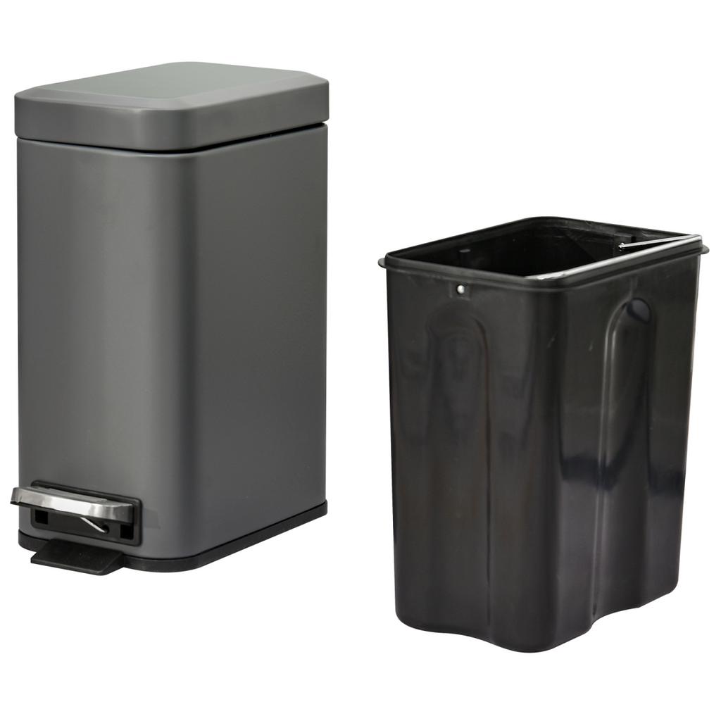 5L Steel Step Trash Can with Quiet-Closed Lid, Silent and Gentle Open