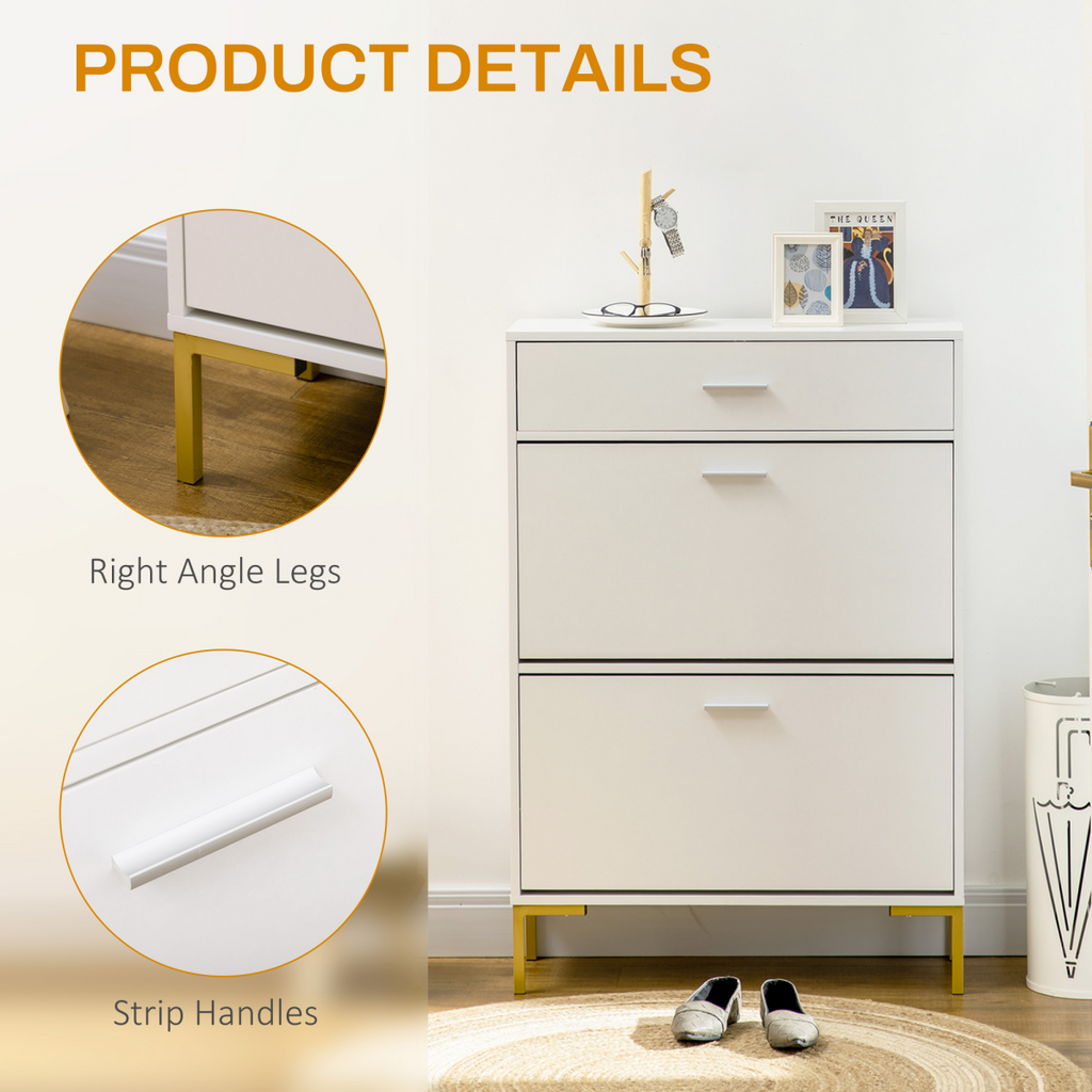 Modern Shoe Cupboard for Hallway w/ Flip Drawers 12 Pair Shoe Storage Organizer