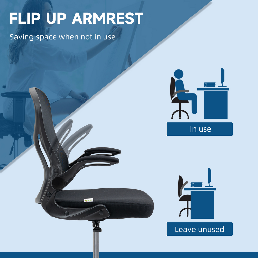 Vinsetto Draughtsman Chair Tall Office Chair with Adjustable Footrest Ring Black