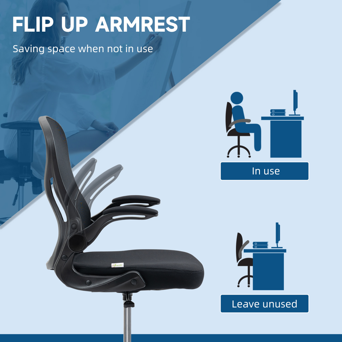 Vinsetto Draughtsman Chair Tall Office Chair with Adjustable Footrest Ring Black