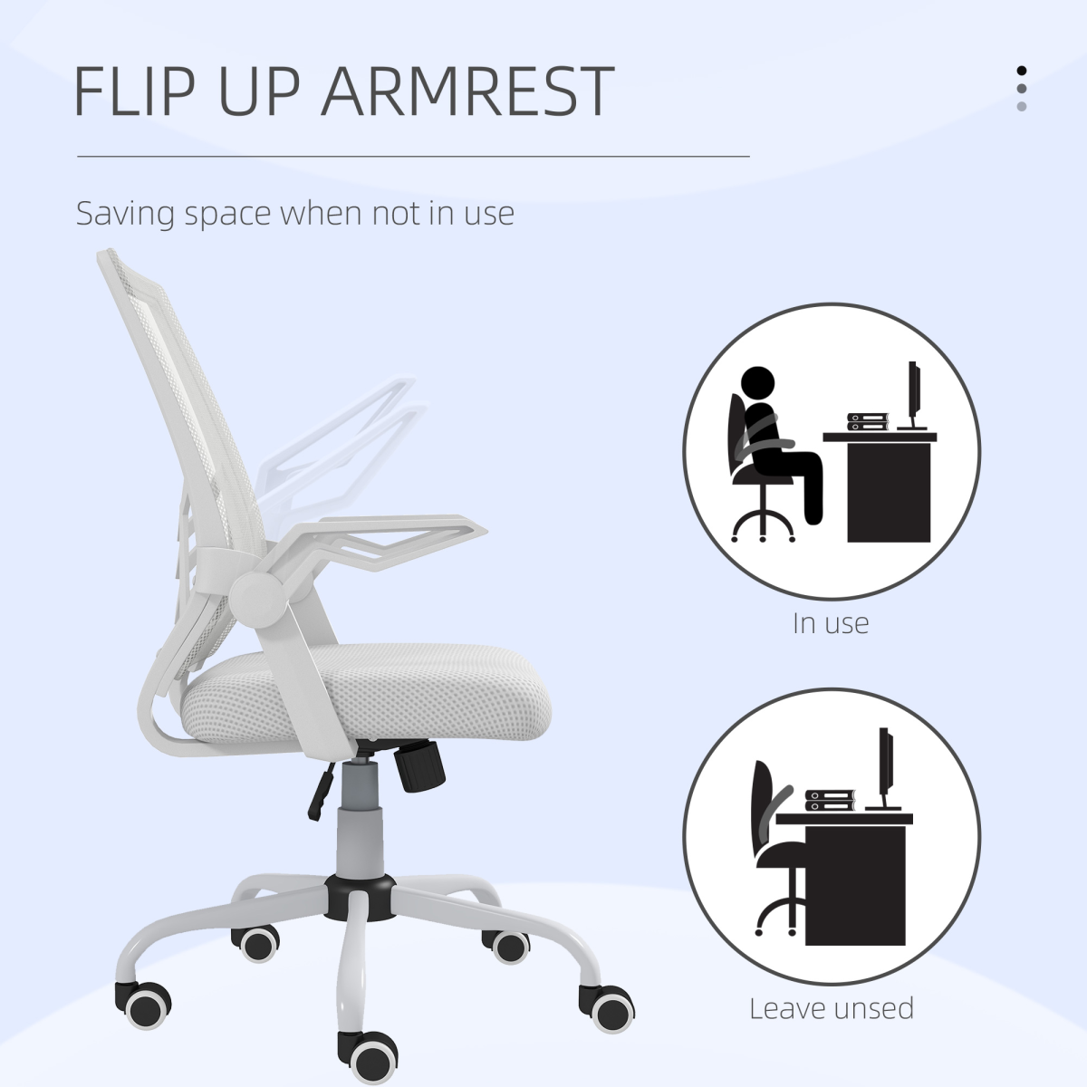 Vinsetto Mesh Swivel Office Chair Task Computer Chair with Lumbar Support, White