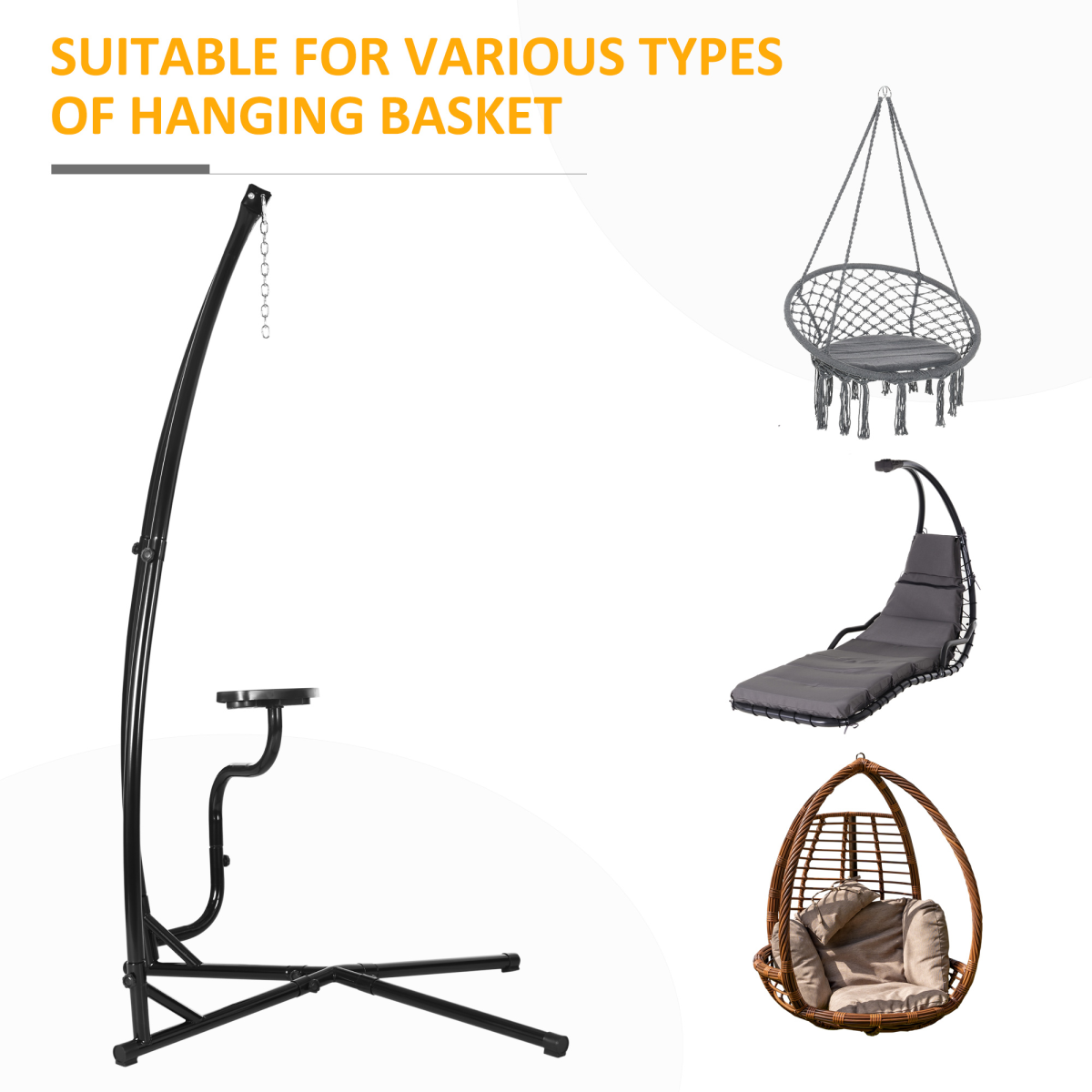 Hammock Chair Stand Only Heavy Duty Metal C-Stand Indoor or Outdoor