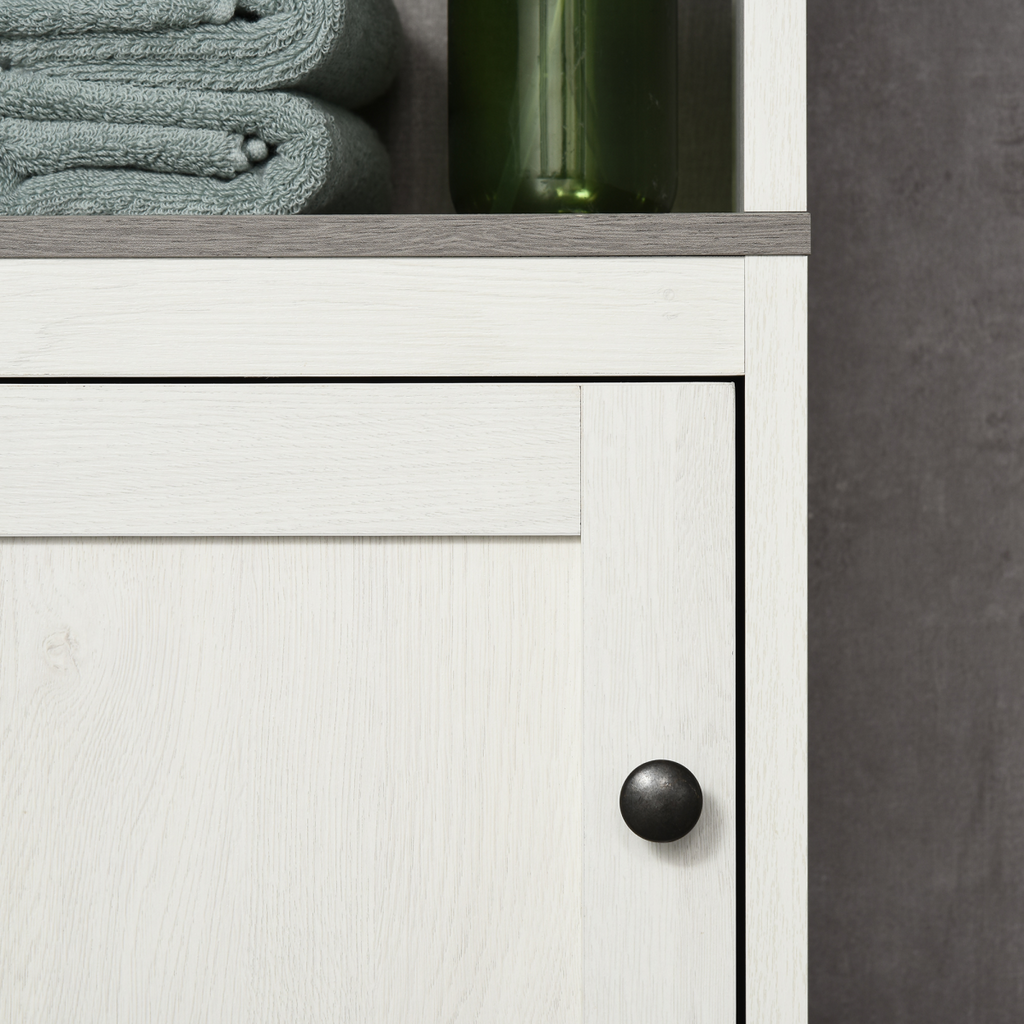 Tall Bathroom Storage Cabinet, Linen Tower with Adjustable Shelf, White