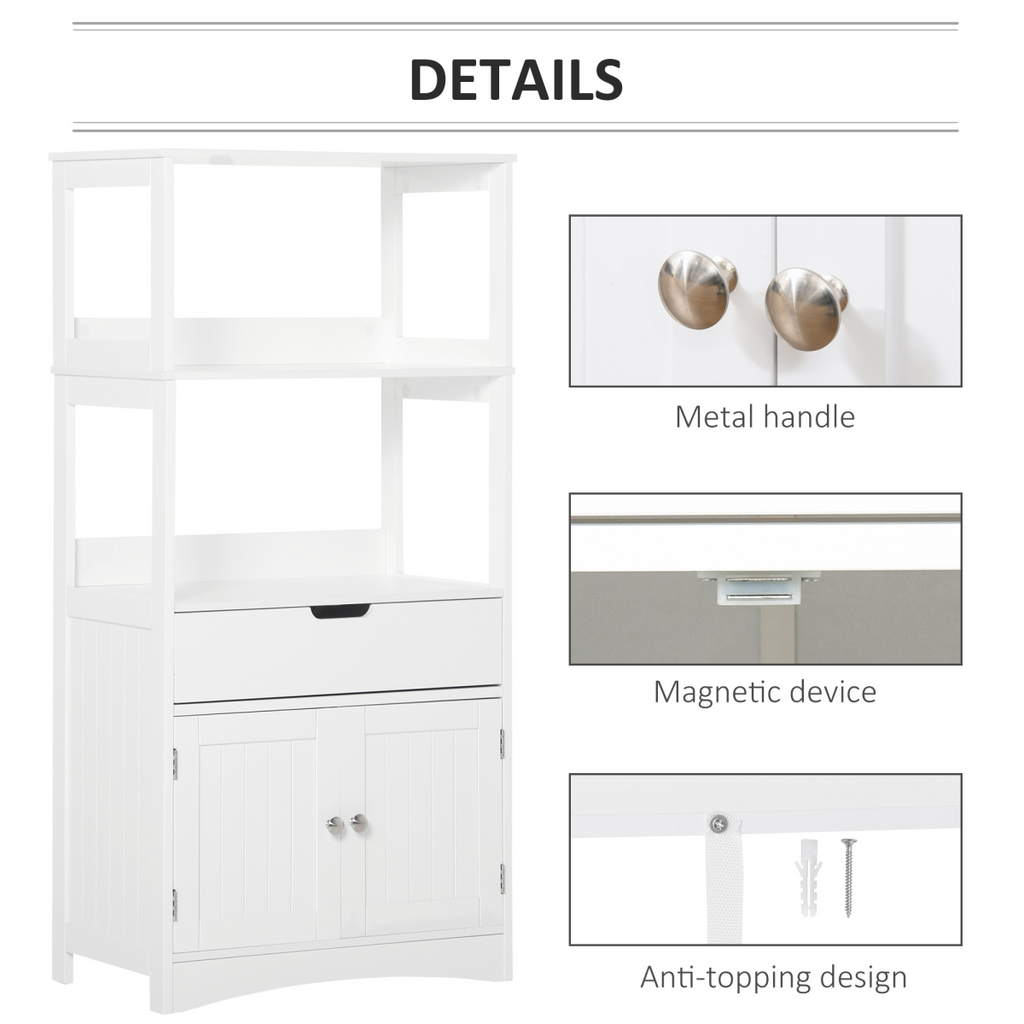 kleankin Bathroom Floor Storage Cabinet Kitchen Sideboard Standing Unit  Doors