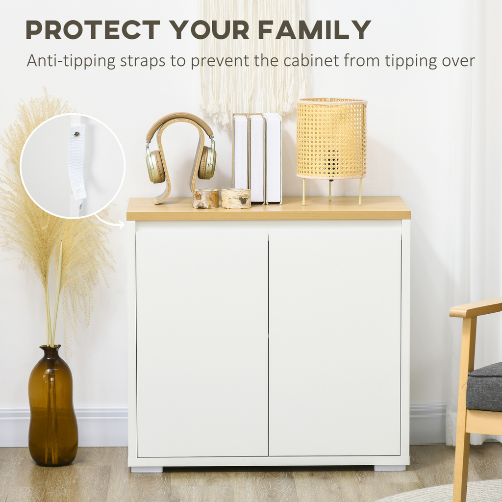 HOMCOM Sideboard Living Room Cabinet with Double Door Cabinet Adjustable Shelf