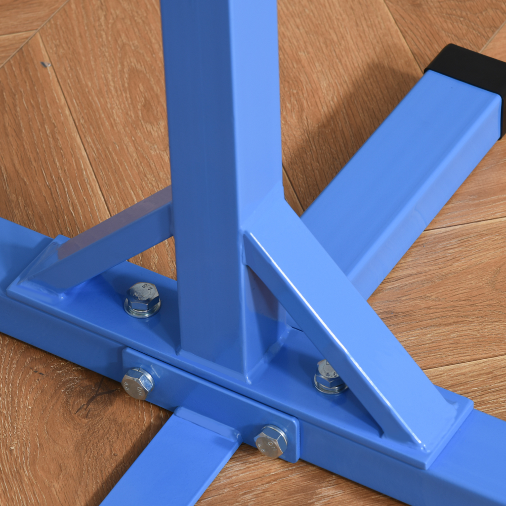 Adjustable Kids Gymnastics Bar Horizontal Training w/ Steel Frame Wood Bar Blue