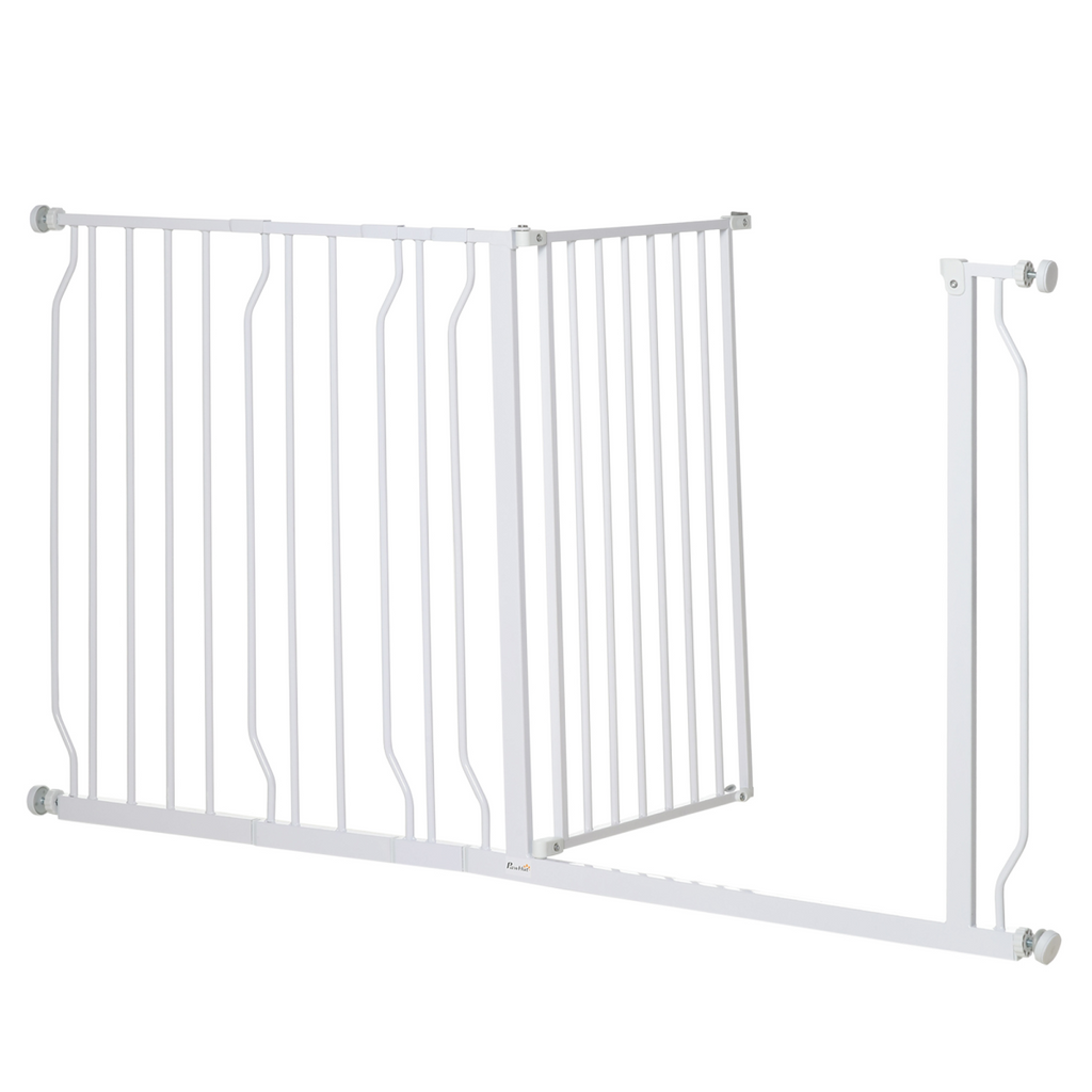 Pet Safety Gate Dog Barrier Dog Metal Pet Barrier, for Doorways - White