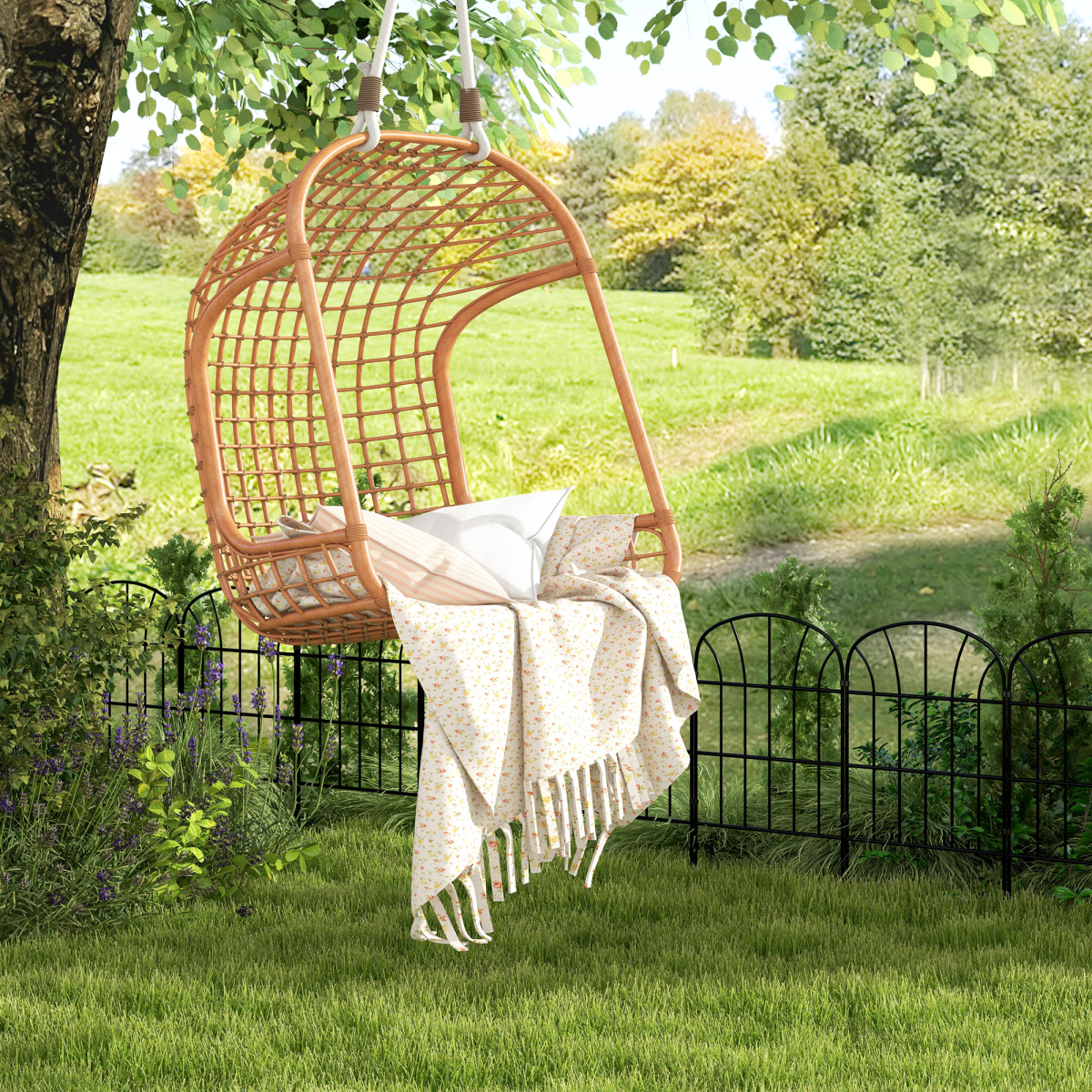 Outsunny 8PCs Decorative Garden Fencing 24in x 8.7ft Metal Border Edging