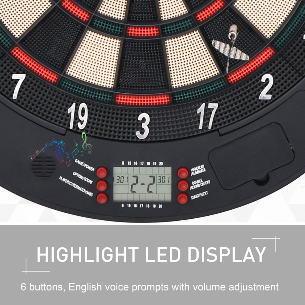 Electronic Dartboard Set 26 Games and 185 Variations with 6 Darts