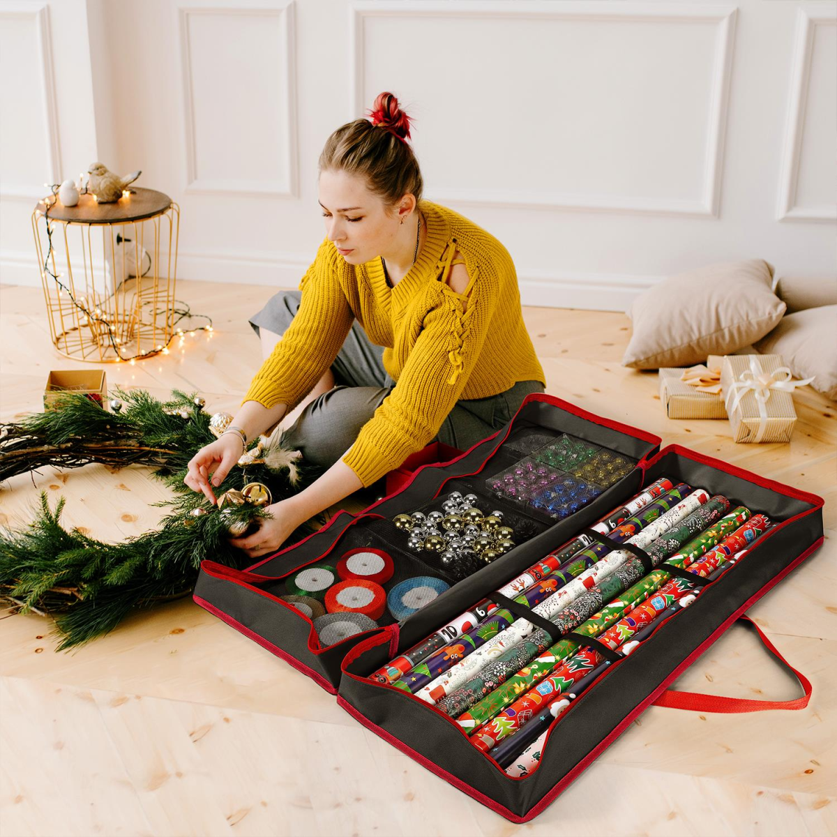 Vinsani Christmas Gift Wrap Black Storage Bag