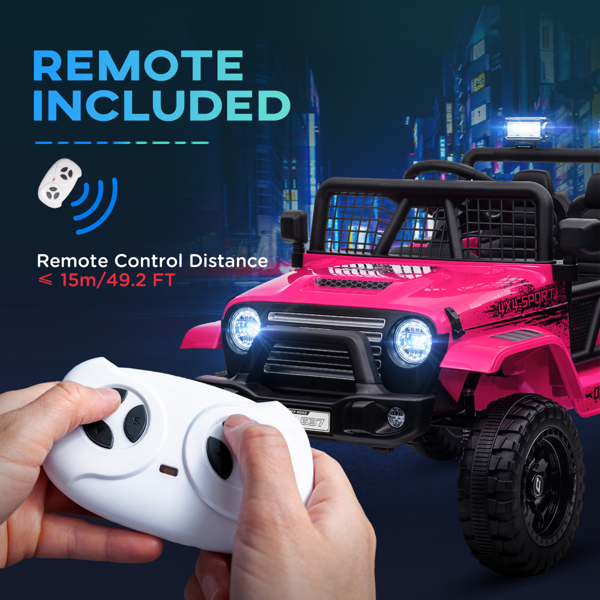 AIYAPLAY Kids Ride On Car, 12V Electric Truck w/ Suspension - Pink