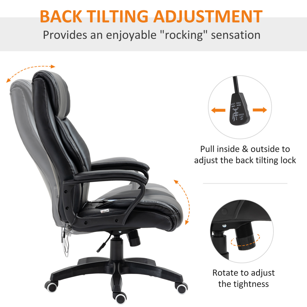 High Back 6 Points Vibration Massage Executive Office Chair, Black Vinsetto