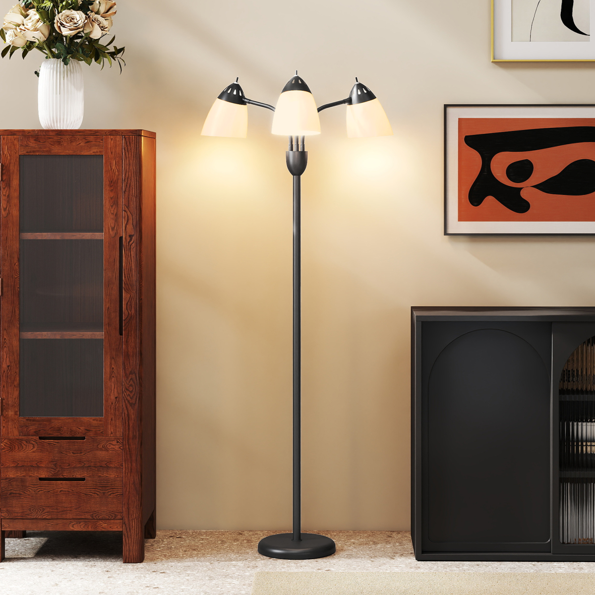 HOMCOM Arc Tree Floor Lamp with 3000K/4500K/6500K Colour Temperatures Black