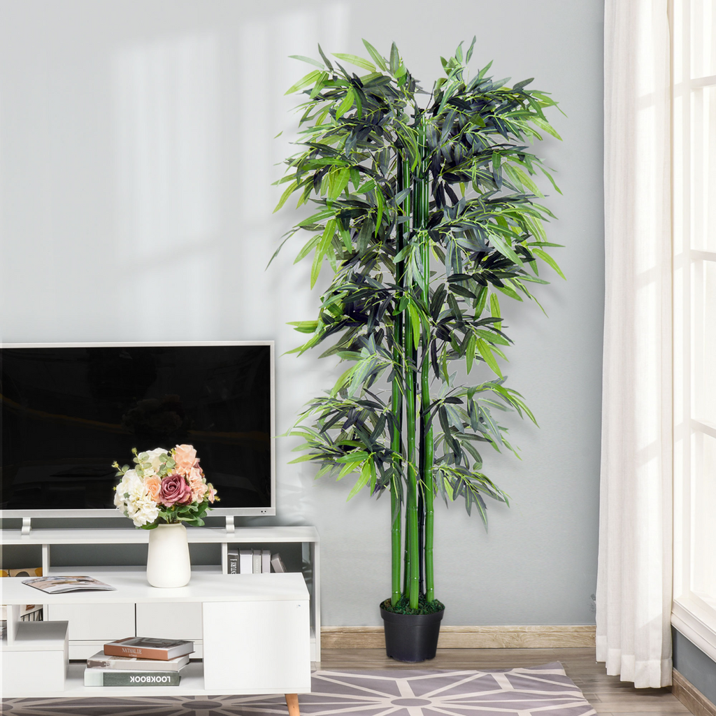 Artificial Bamboo Tree Plant, 1.8 m-Green Bamboo/ Black Pot