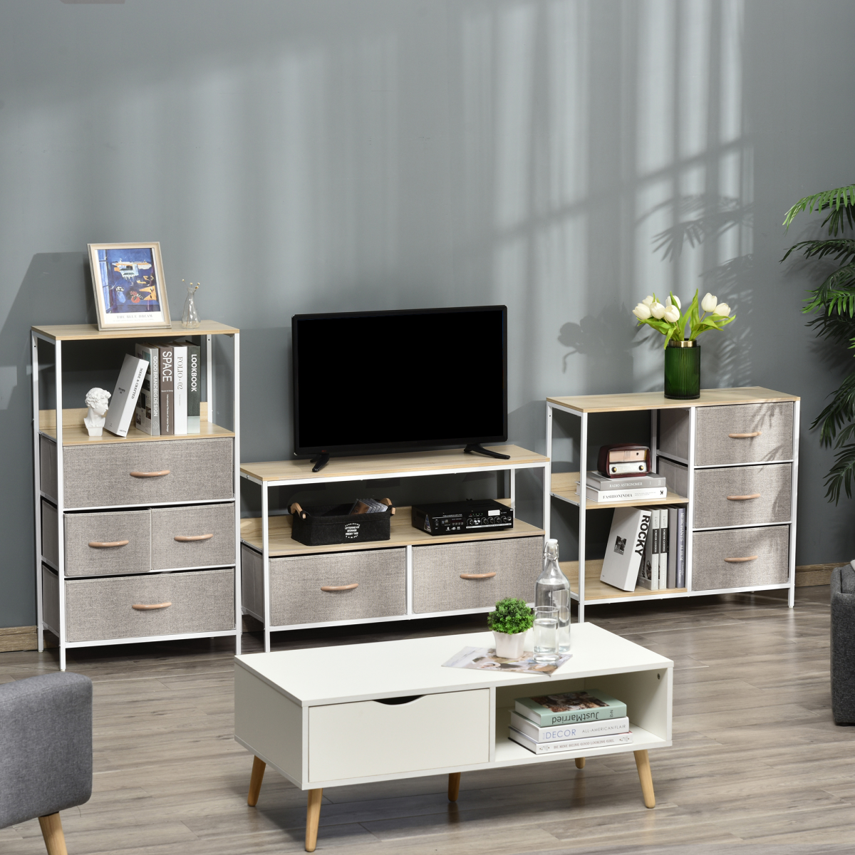 Chest Dresser with 3 Drawers Storage Cabinet Organizer, Beige