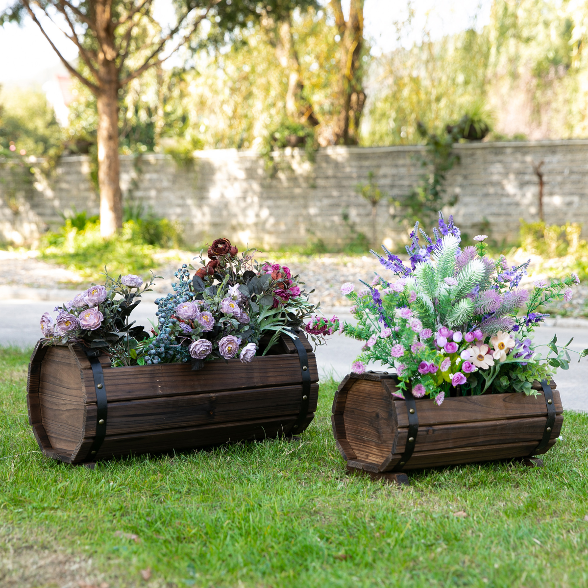 2PCs Wooden Planter Box Flower Plant Pot Flower Beds Plant Box
