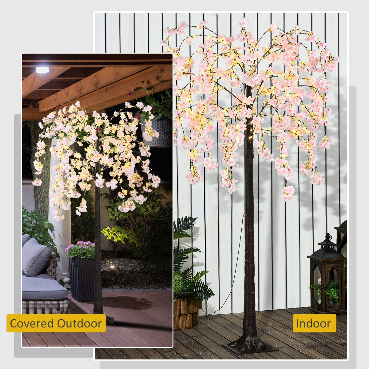 HOMCOM 180cm Cherry Blossom Tree Light with 350 LED Lights Fake Sakura Tree