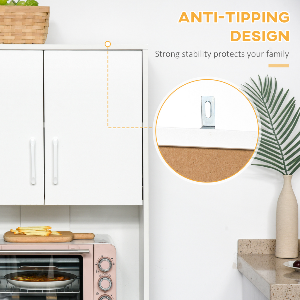 Kitchen Buffet Storage,2 Cabinets, 3 Drawers , 60x40x150cm, White