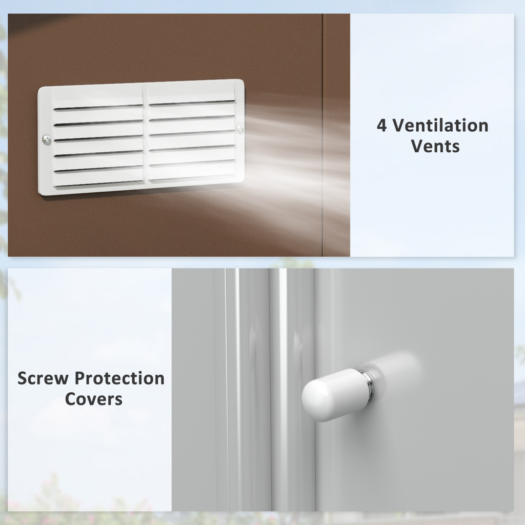 13ft x 11ft Metal StorageFoundation Vent Doors Light Brown