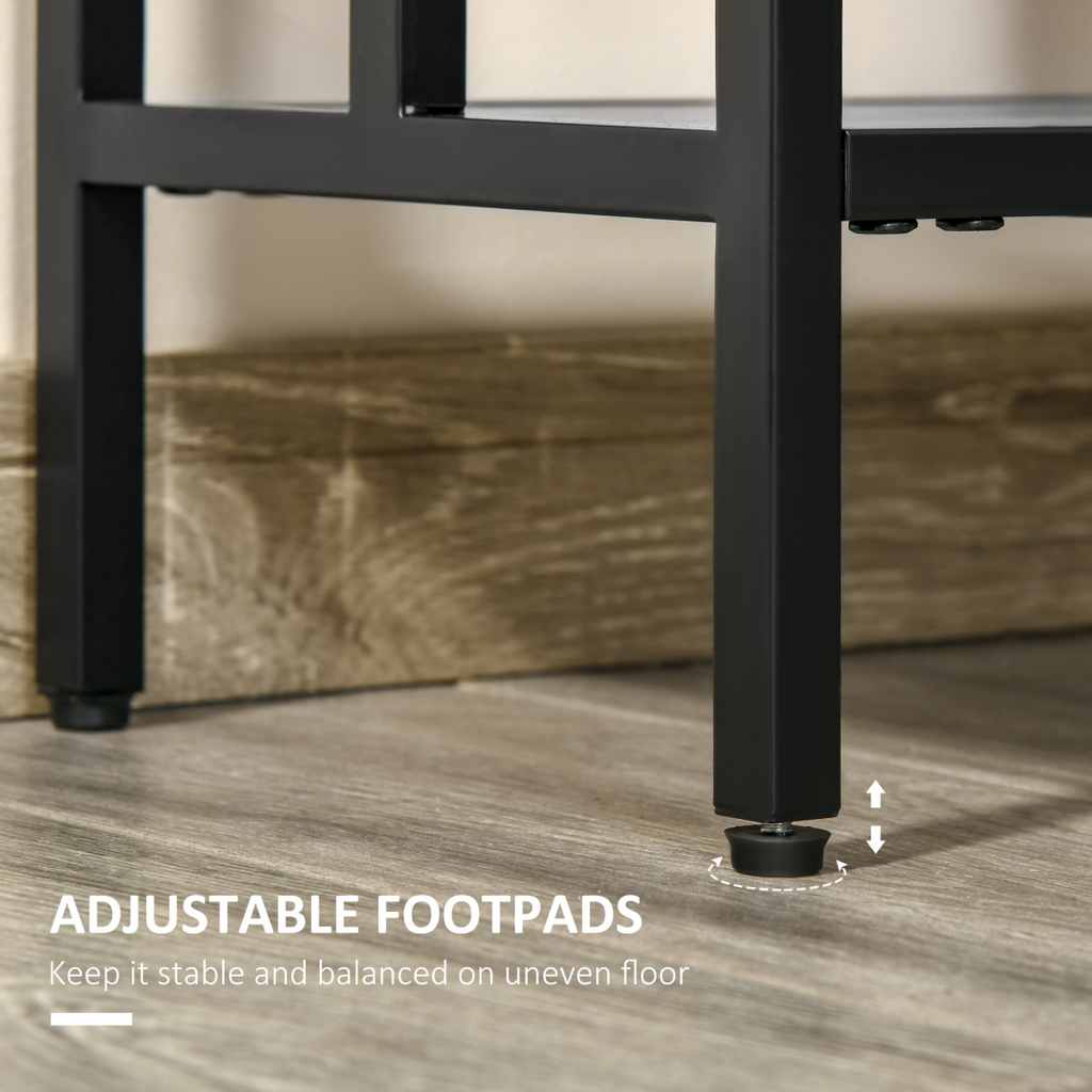 Console Table  2 Shelves MDF Steel Frame in Art Deco Square Style 76x106cm