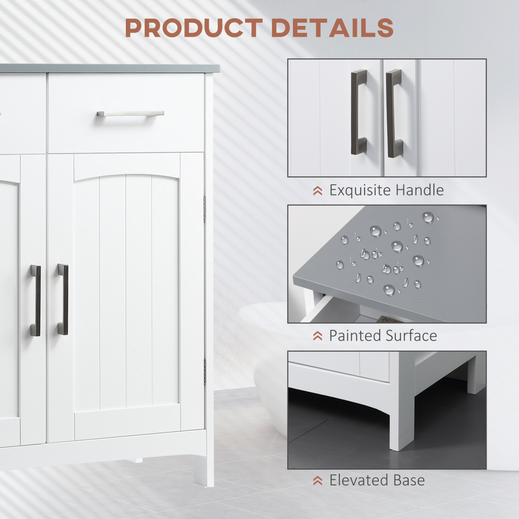 kleankin Freestanding Bathroom Cabinet with 2 Drawers 2 Doors Adjustable Shelf