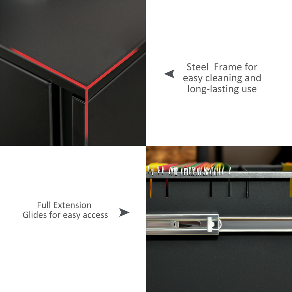 Mobile Lockable File Cabinet w/ Adjustable Hanging File Folder Black Vinsetto