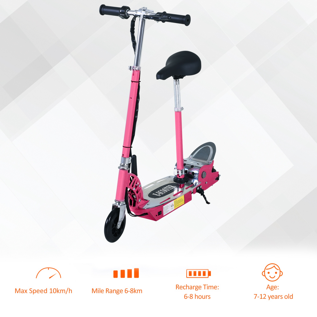 Teen Foldable Electric Scooter Electric Battery 120W with Brake Kickstand HOMCOM