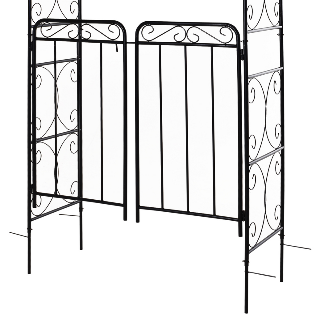 Metal Decorative Backyard Arch Gate Garden Arbor for Climbing Plants Outsunny