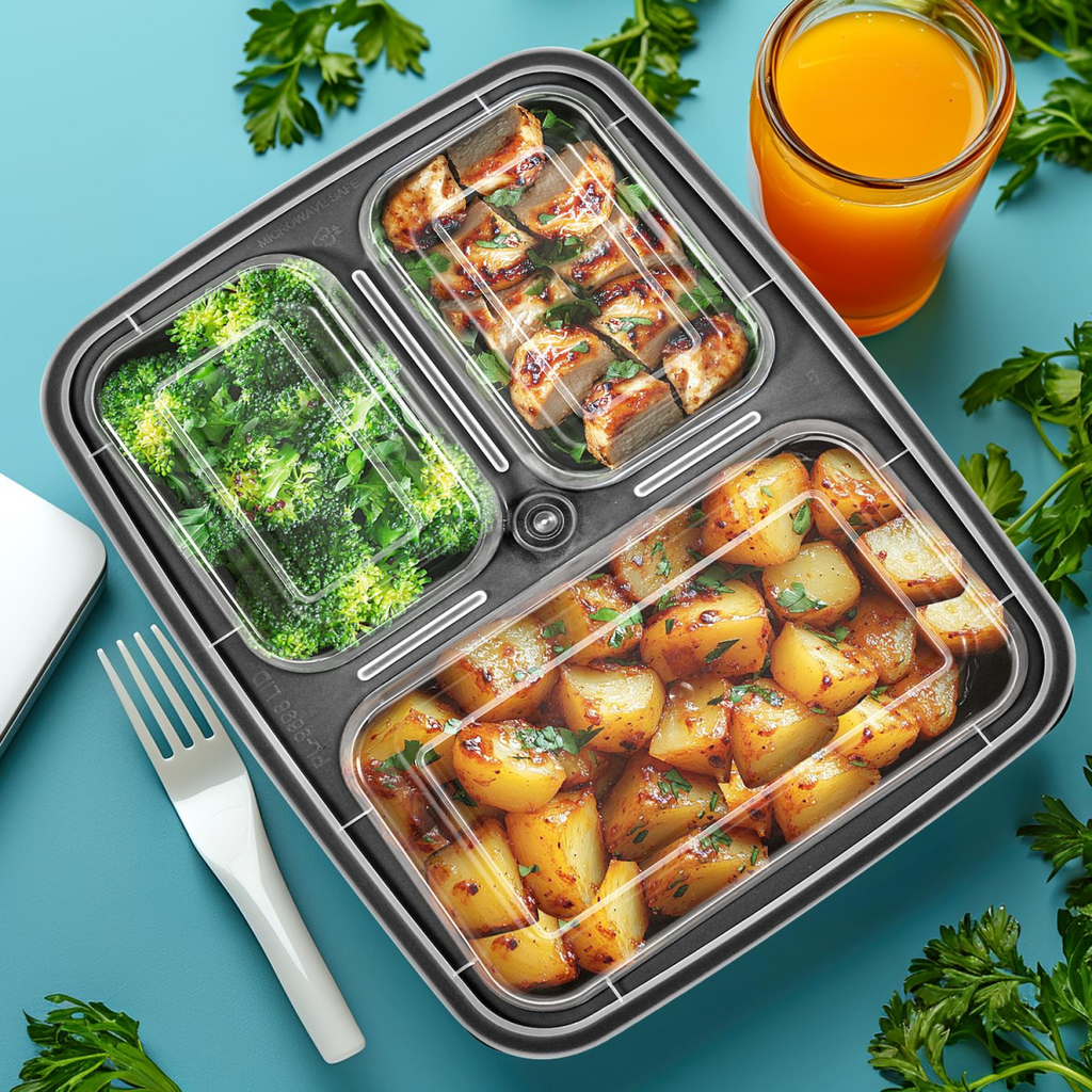 Vinsani 20pk 3 COMPARTMENTS MEAL PREP CONTAINERS