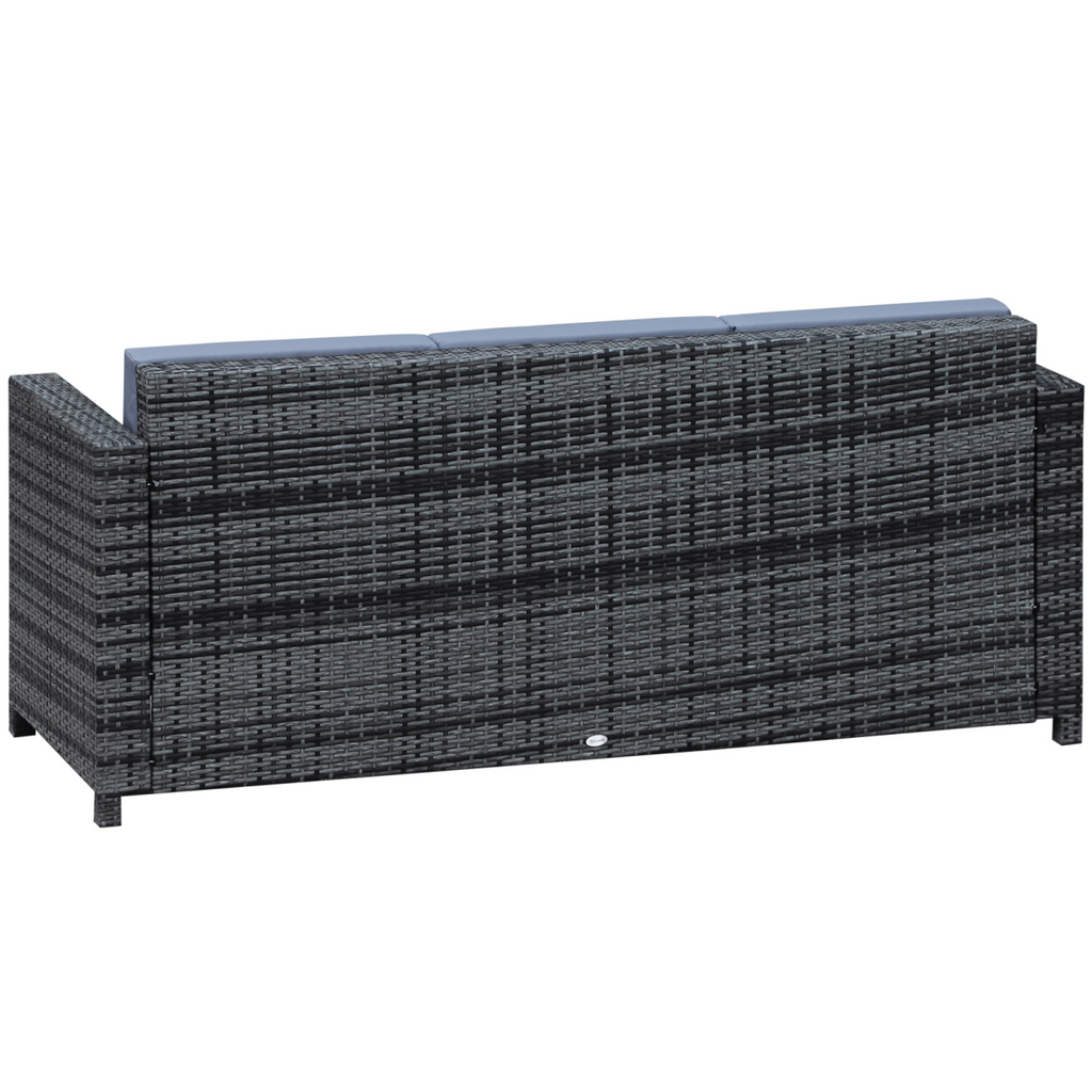 3-Seater Weather Resistant Outdoor Garden Rattan Sofa Grey