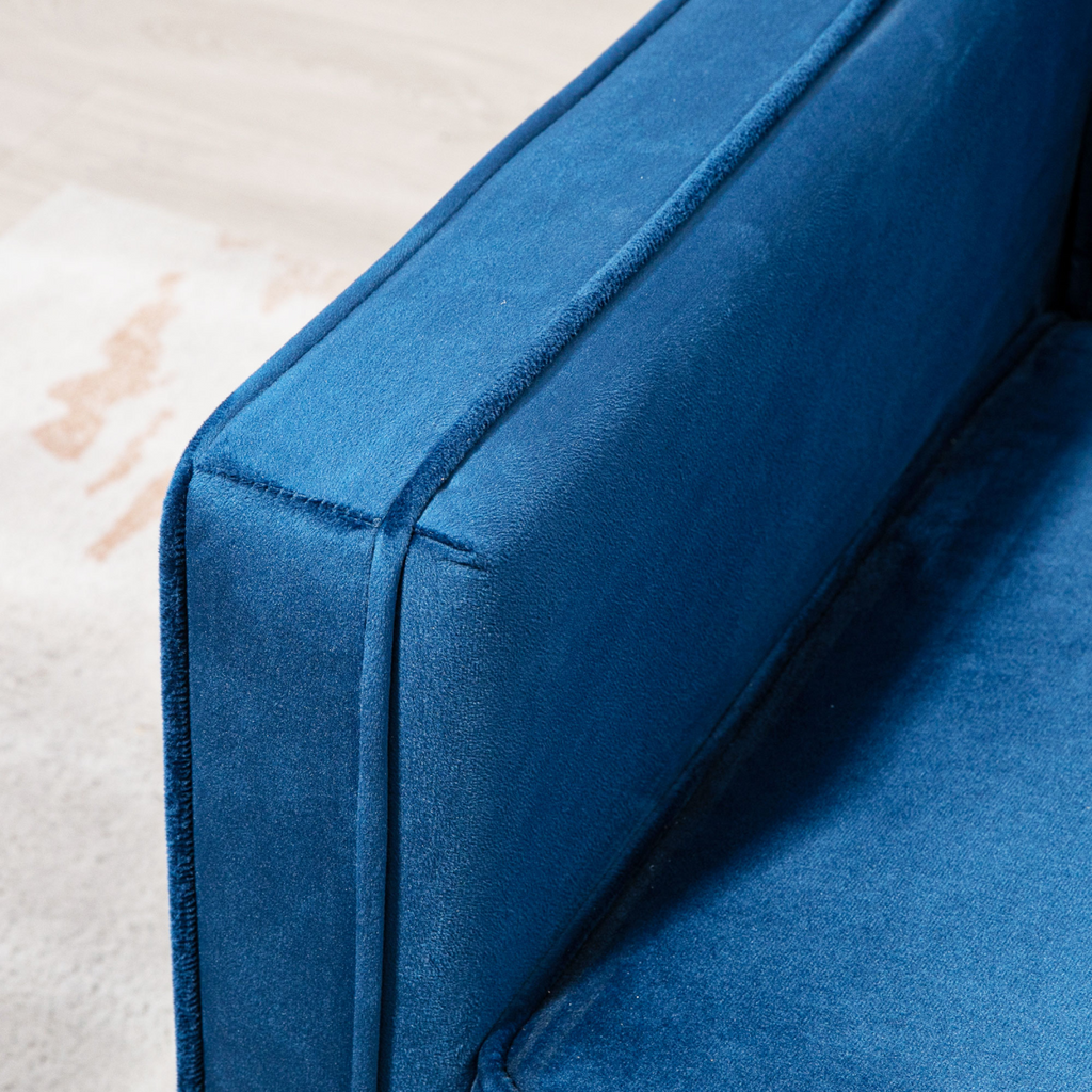 HOMCOM Convertible Sofa Futon Velvet-Touch Tufted Couch Sofa Bed Split Back Blue