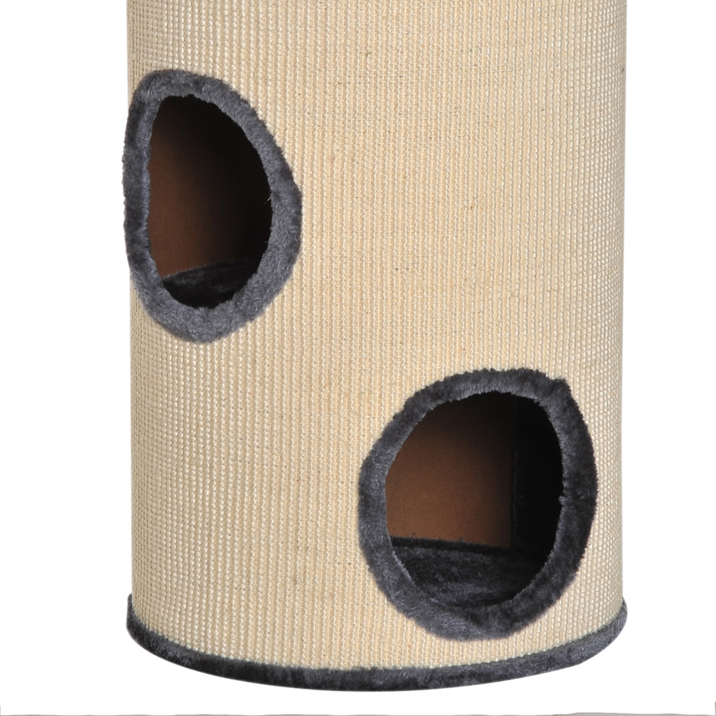 Cat Scratching Barrel Sisal Activity Center 3 Dens Observation Deck 70H Pawhut