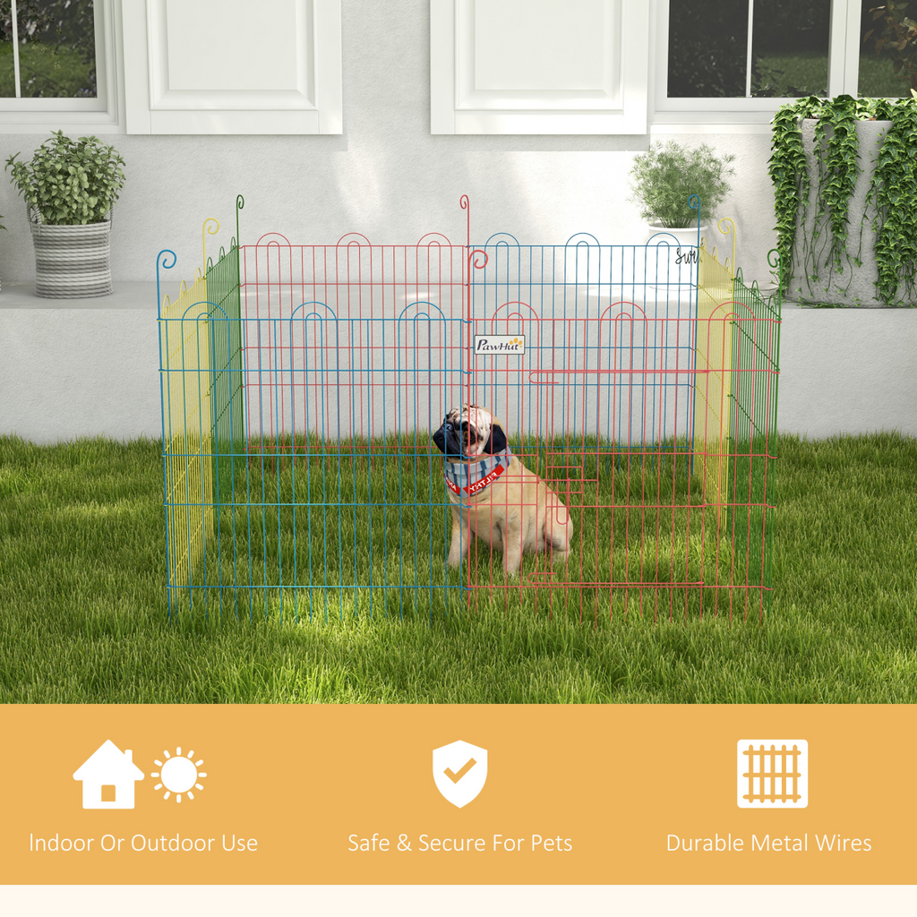 PawHut Pet Playpen Dog Puppy Crate Kennel w/ Door, 60H x Φ156cm