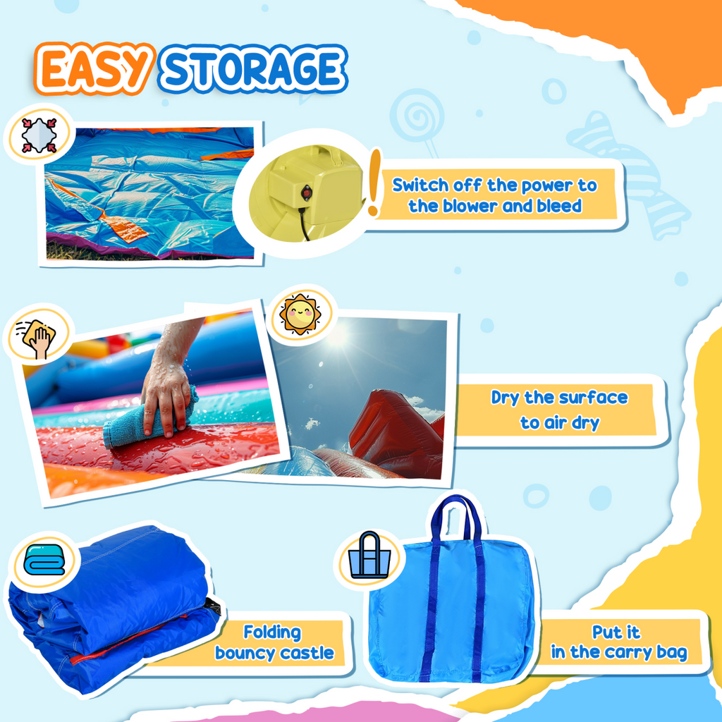 Kids Bouncy Castle with Pool Outdoor Trampoline W/ Net Blower 3-8 Yrs