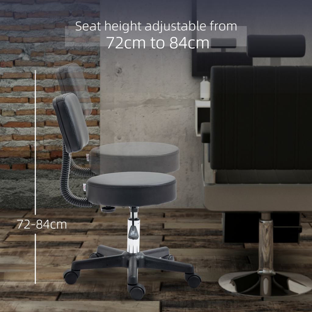 Beautician's Adjustable Swivel Salon Chair with Padded Seat Back 5 Wheels Black