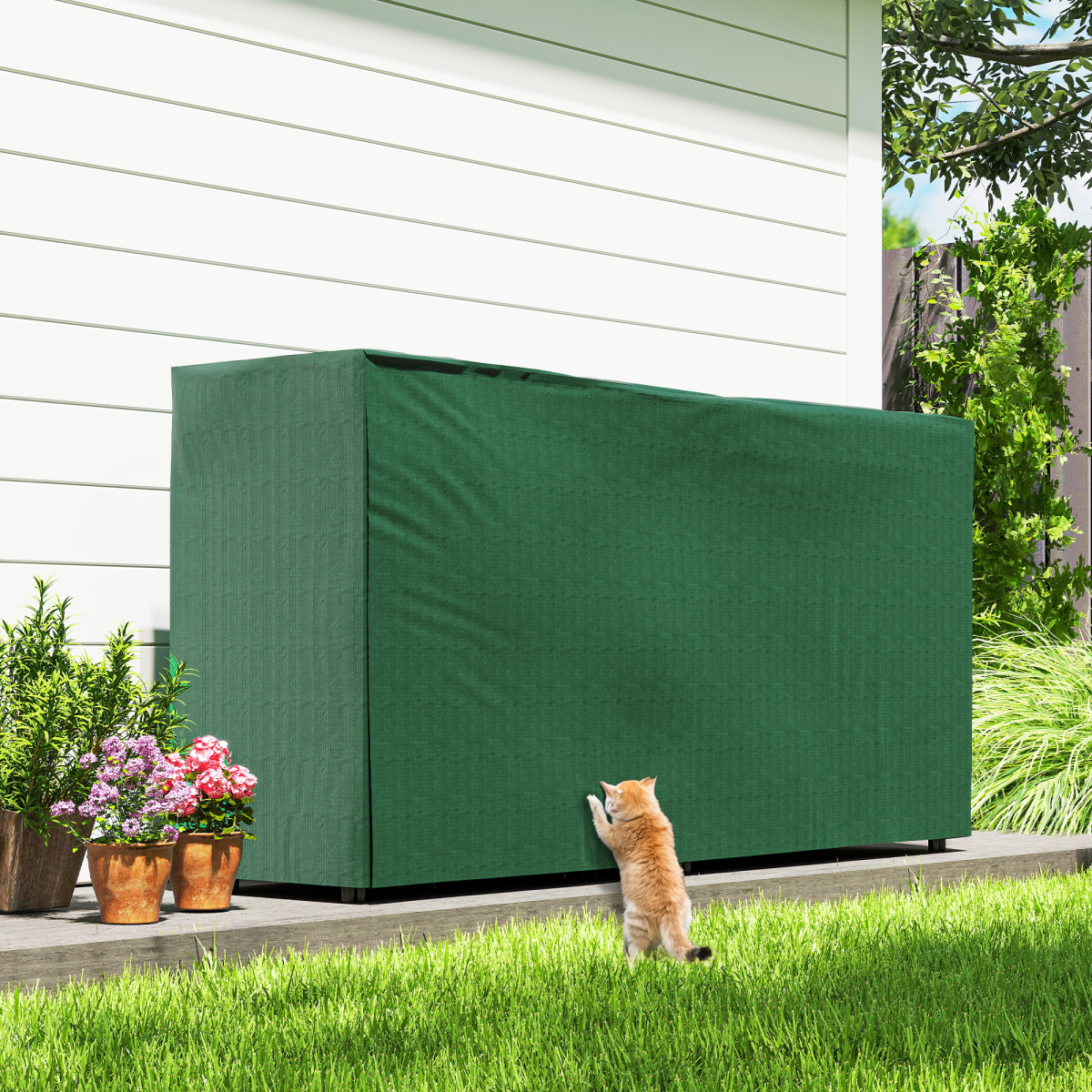 Outsunny Metal Firewood Rack, Log Holder, 200 x 36 x 99 cm, Dark Green