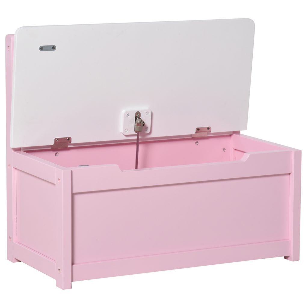 2-in-1 Wooden Toy Box Kids Seat Bench Storage Chest w/ Pneumatic Rod
