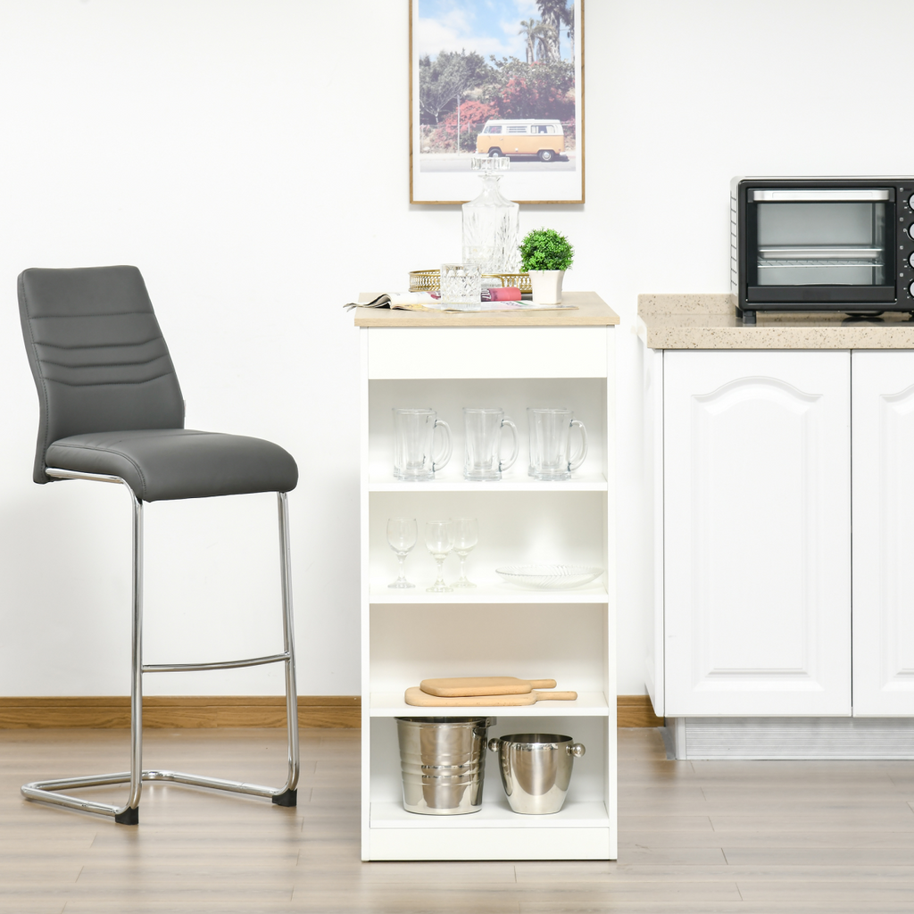 HOMCOM Bar Table Coffee Table Kitchen Dining Table with 4-Tier Shelf Natural