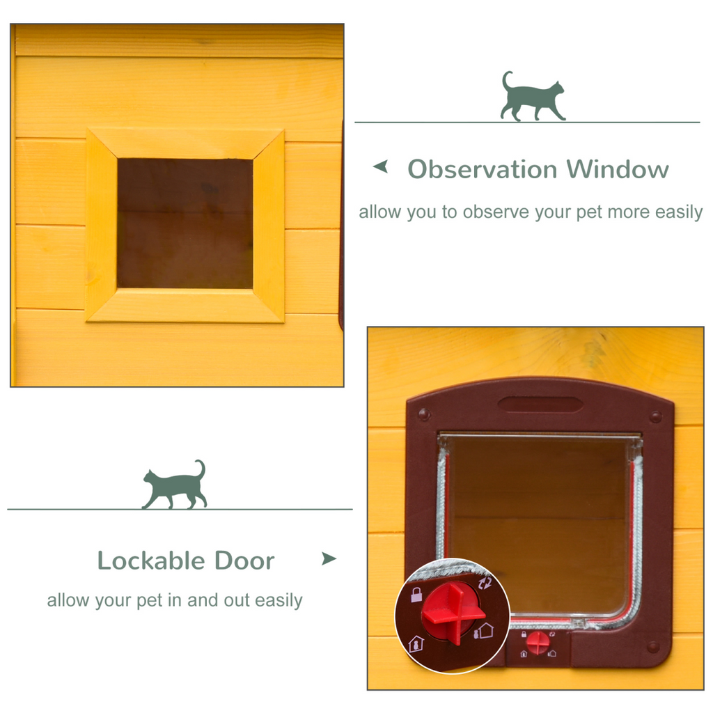 Wooden Cat House Pet Home Outdoor Waterproof Door Roof Shelter Garden PawHut