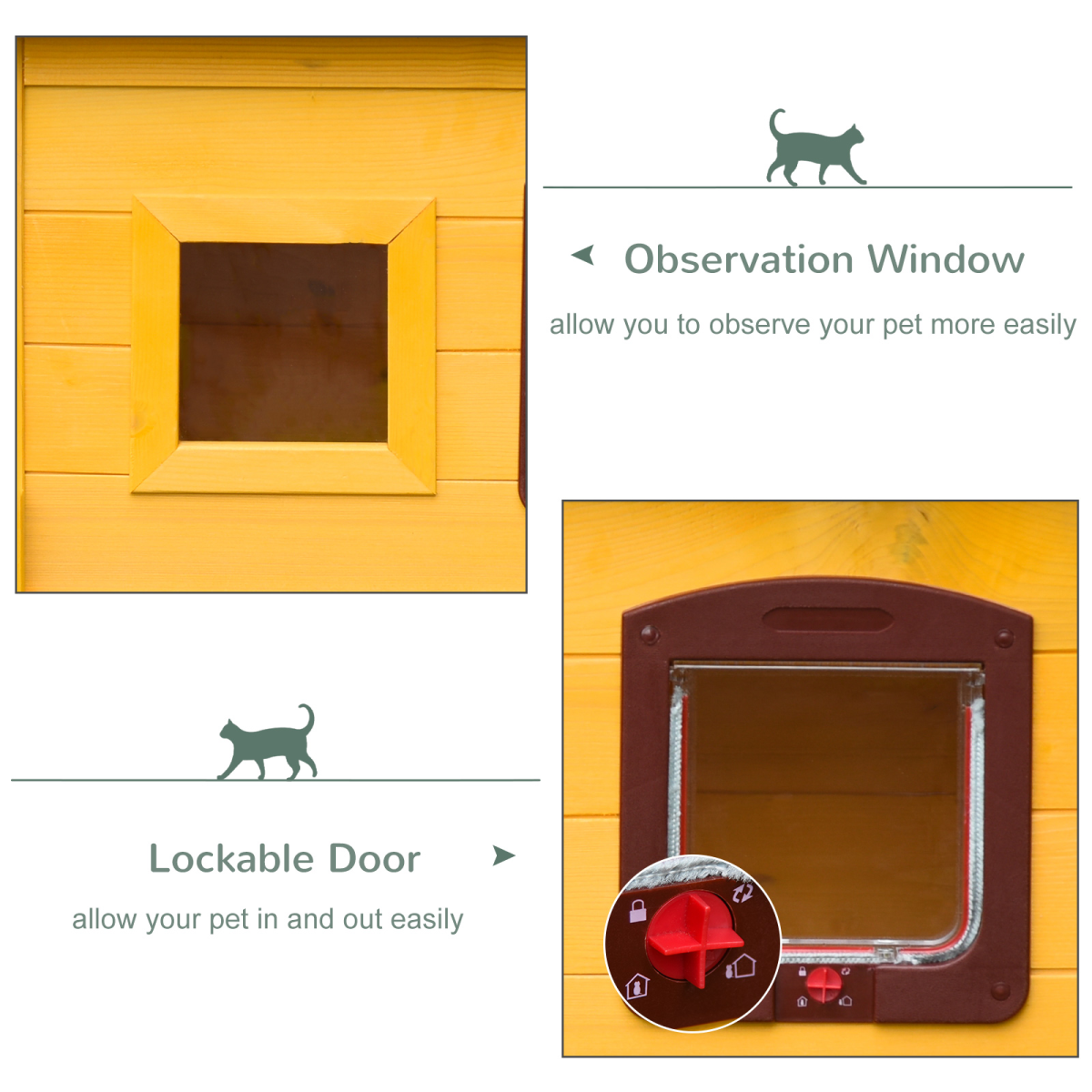 Wooden Cat House Pet Home Outdoor Waterproof Door Roof Shelter Garden PawHut