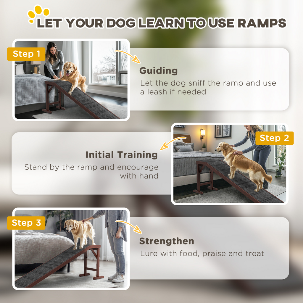 Pet Ramp for Dogs Cats W/ Non-Slip Carpet for Bed Sofa, 188x40.5x63.5cm Pawhut