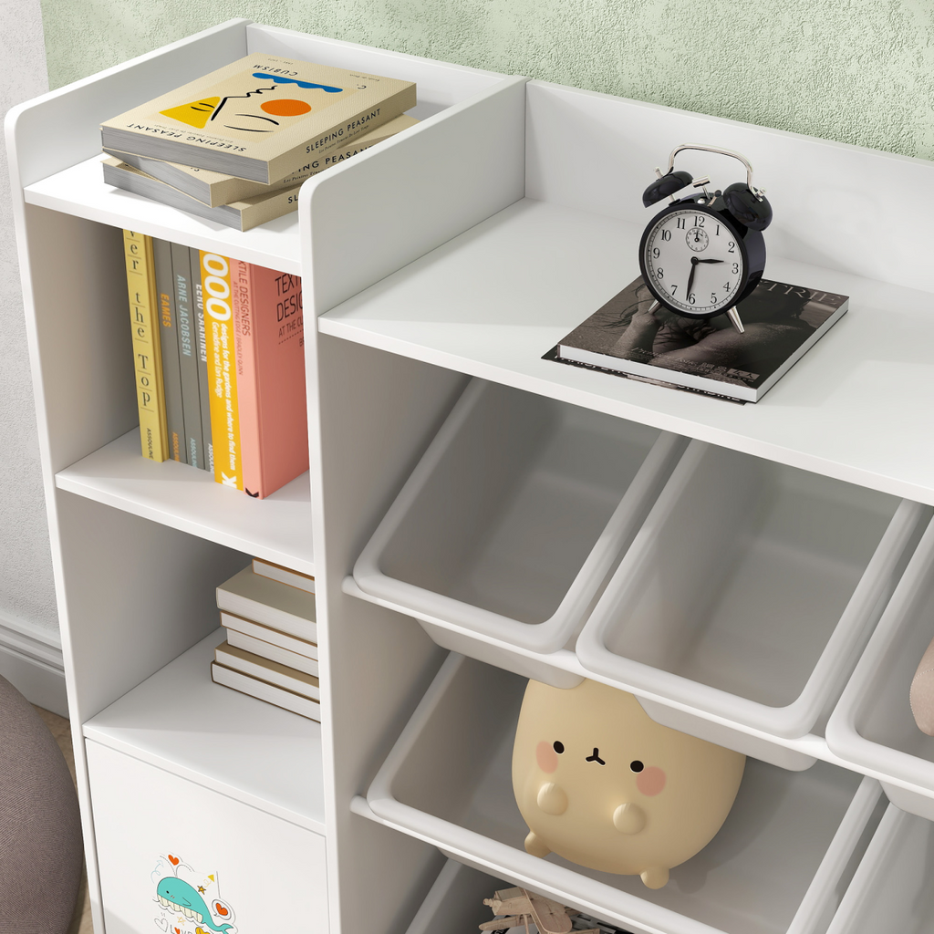 AIYAPLAY Kids Toy Storage Organiser with 8 Removable Storage Bins, White