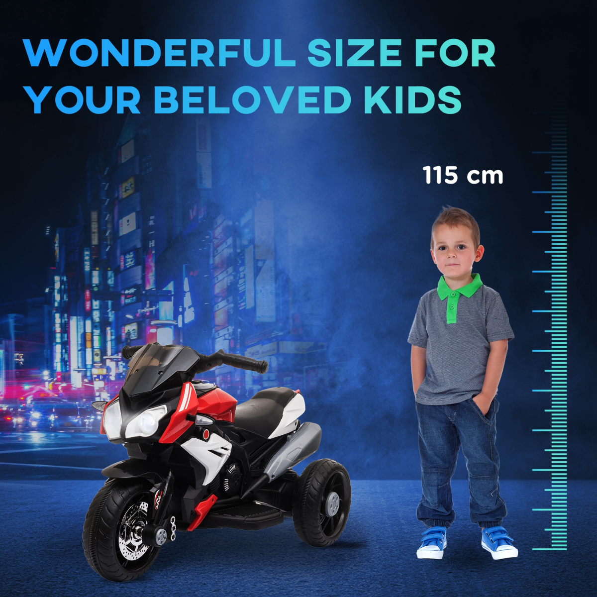Kids Electric Motorcycle Ride-On Toy 6V Battery Music Horn Lights Red HOMCOM