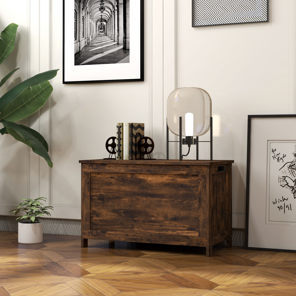 HOMCOM Storage Chest with 2 Safety Hinges, Storage Bench for Living Room