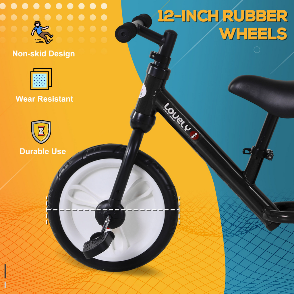 Kids Balance Training Bike Toy with Stabilizers For Child 2-5 Years Black