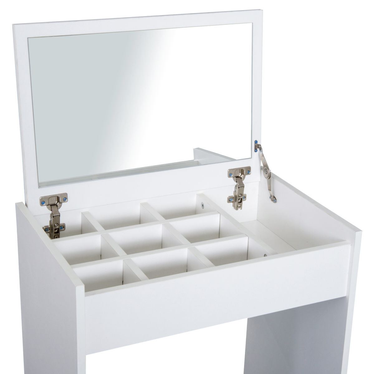 Dressing Table Set Padded Stool  Flip-up Mirror Multi-purpose - White