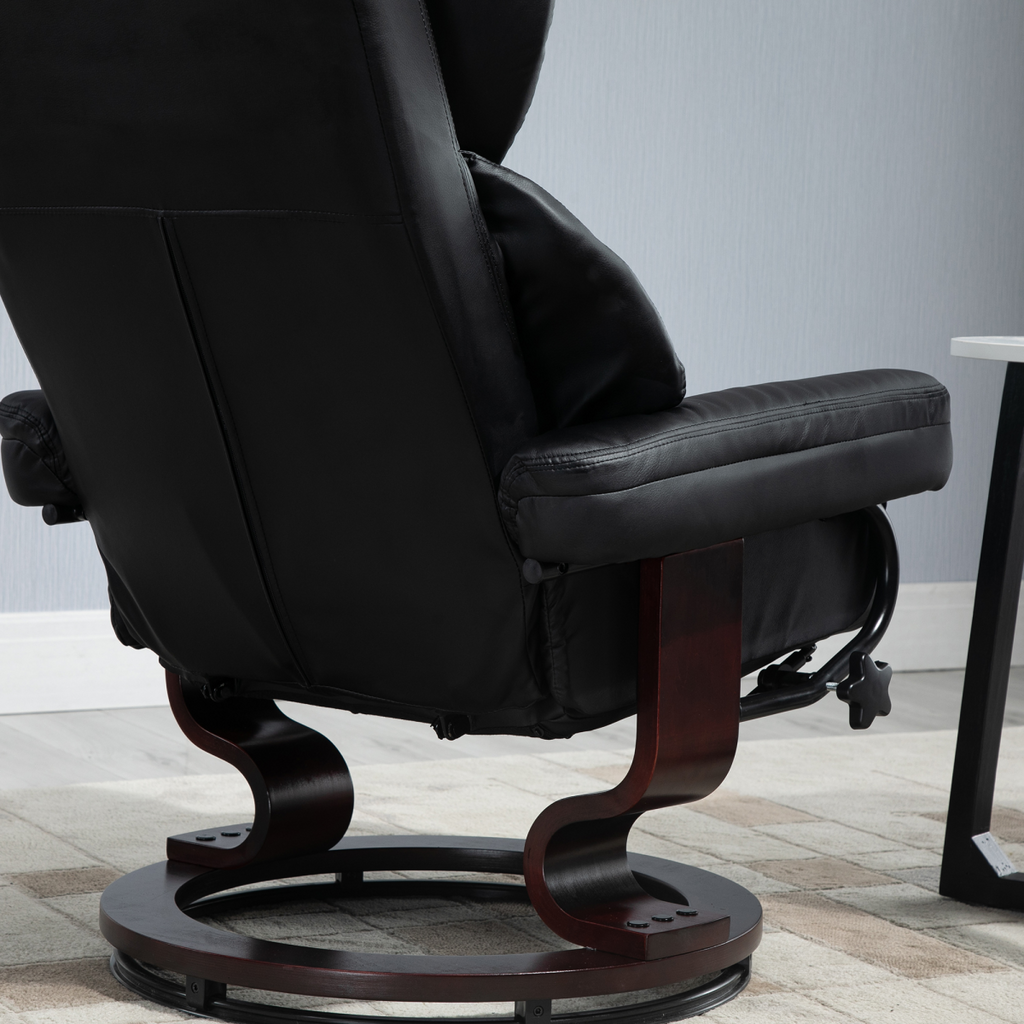Padded PU Leather Manual Reclining Armchair Sofa Chair w/ Footstool Black